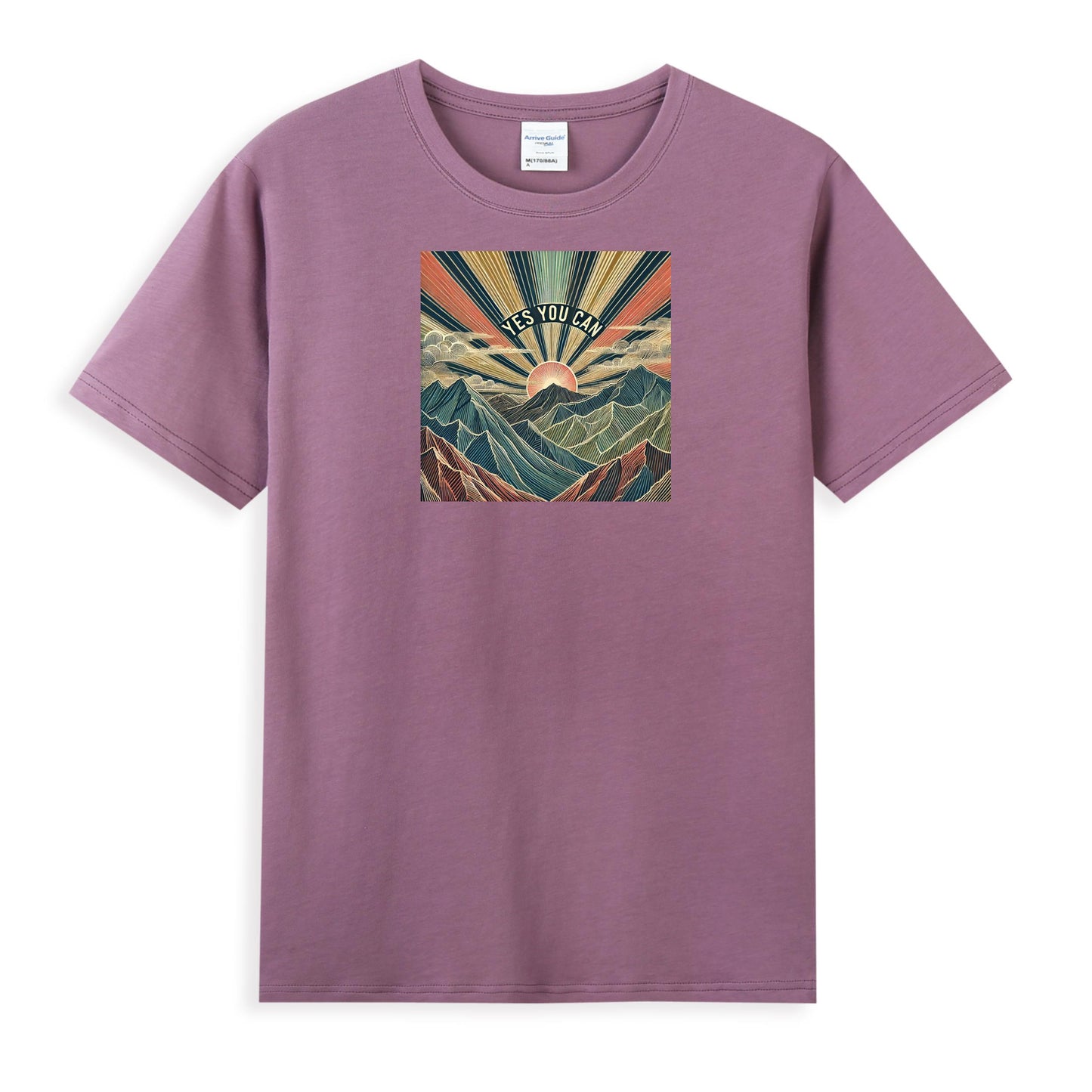 Women's Cotton Tee with Empowering Sunrise Artwork