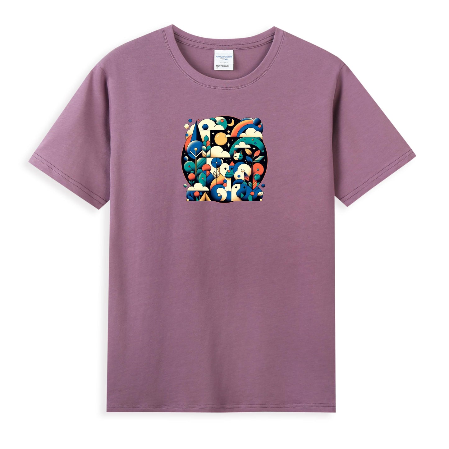 Women's Cotton T-Shirt with Vibrant Nature-Inspired Abstract Design