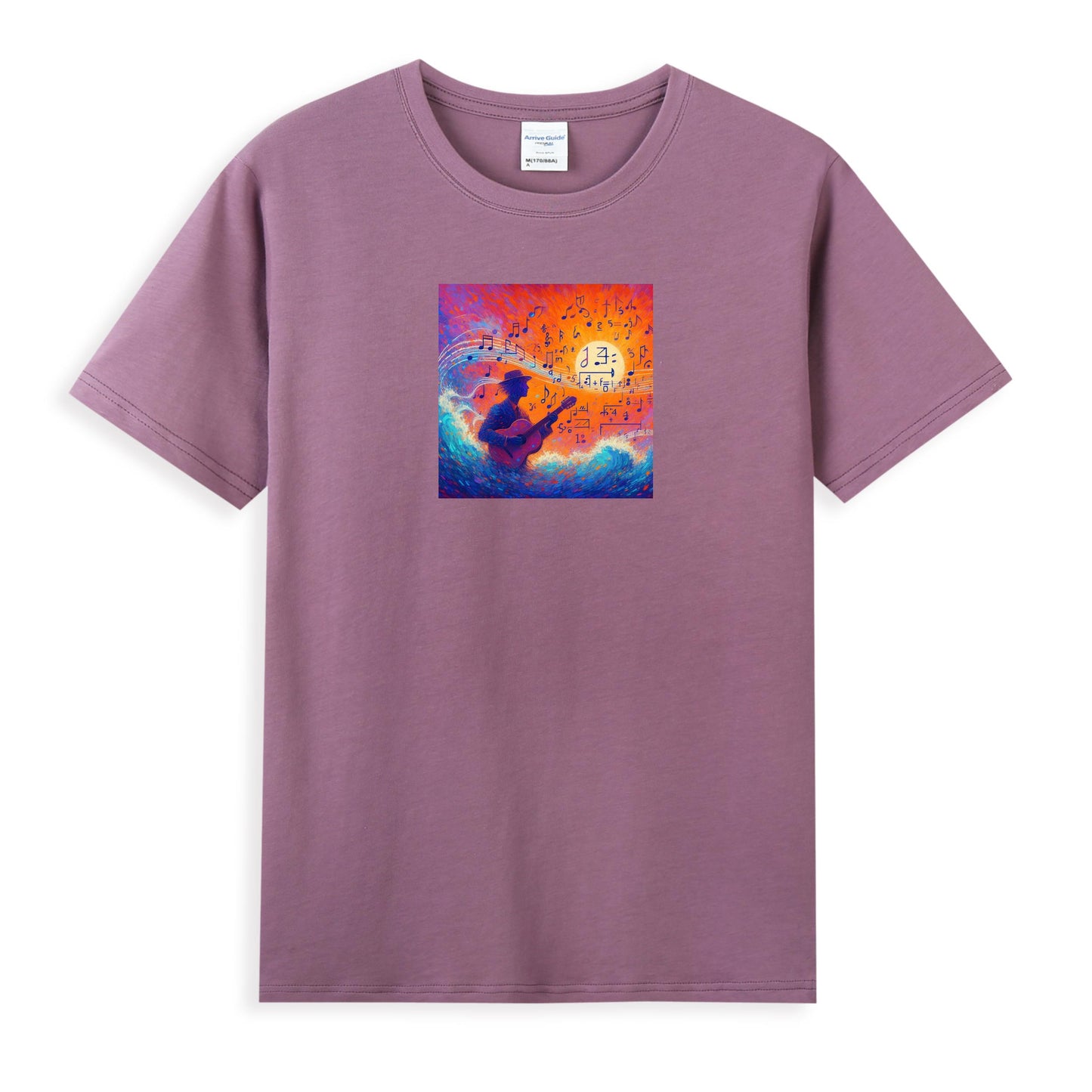 Women’s Artistic Guitarist in a Music Wave Tee