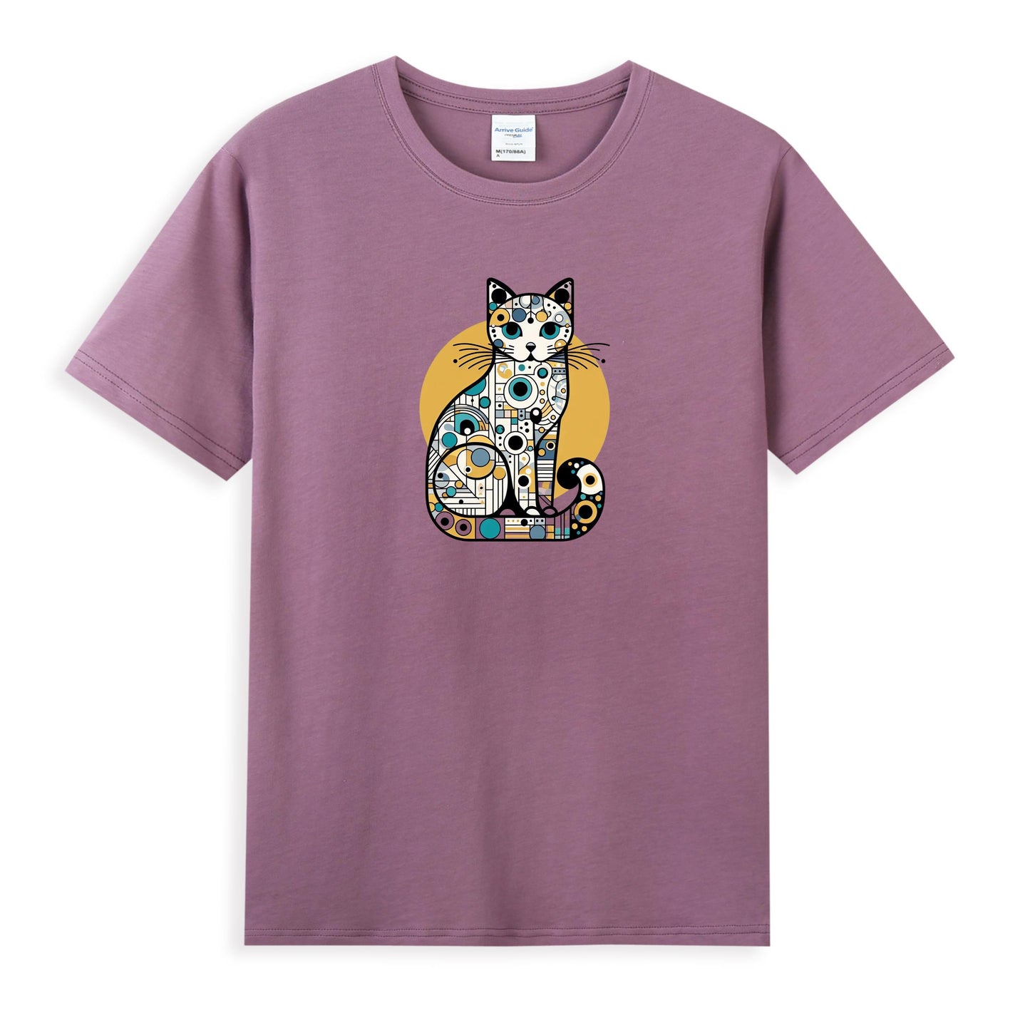 Women's 100% Cotton T-Shirt with Modern Cat Art Design