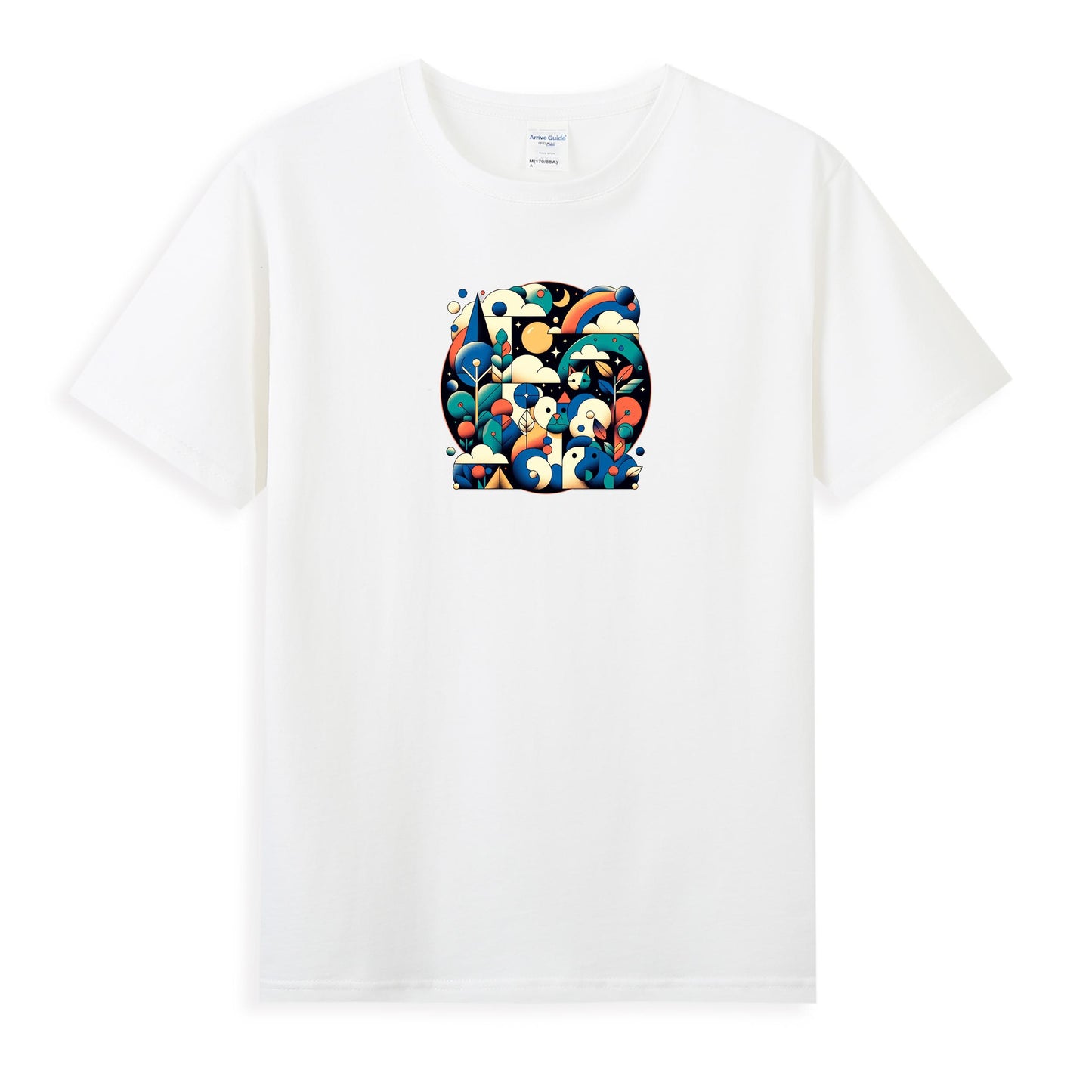 Women's Cotton T-Shirt with Vibrant Nature-Inspired Abstract Design