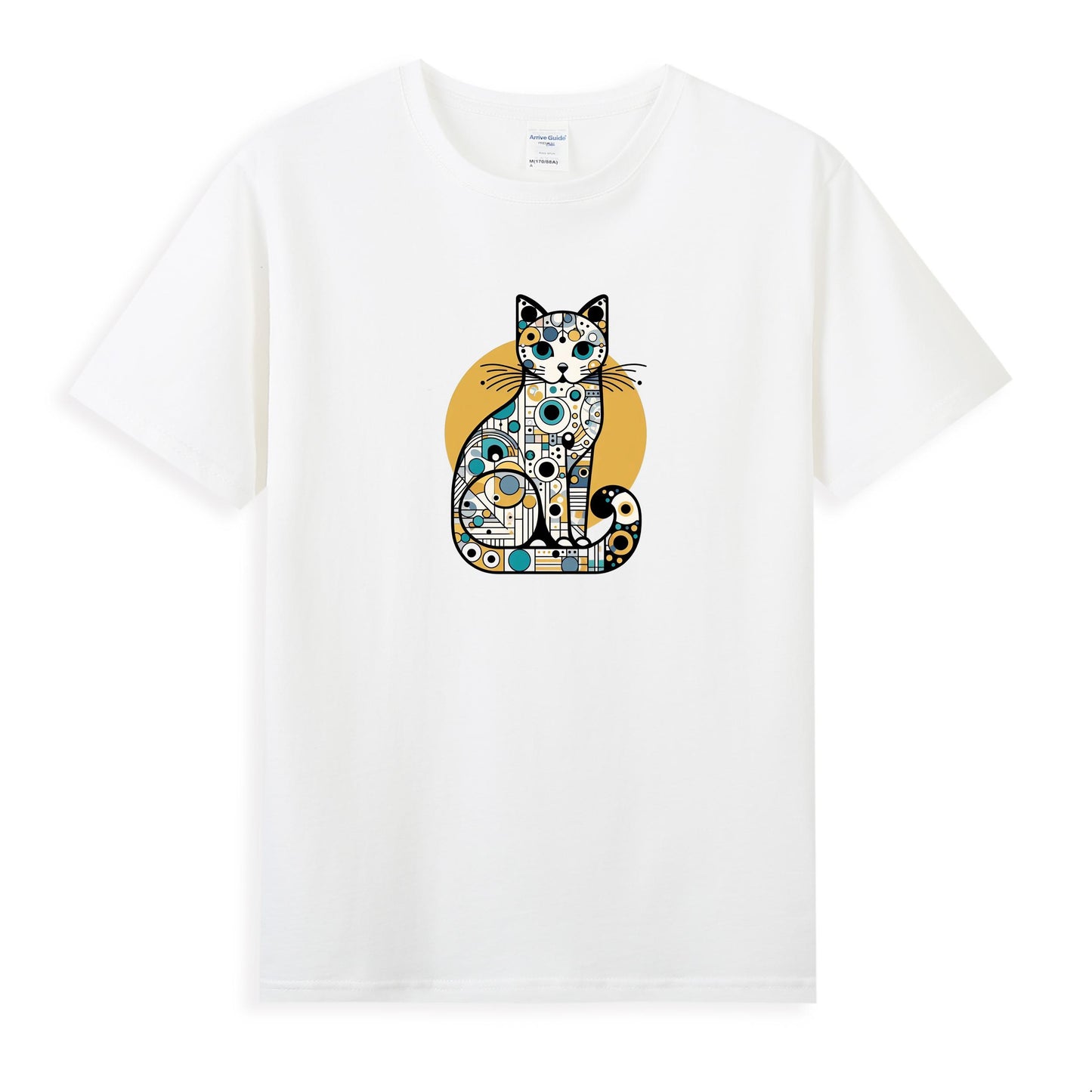 Women's 100% Cotton T-Shirt with Modern Cat Art Design