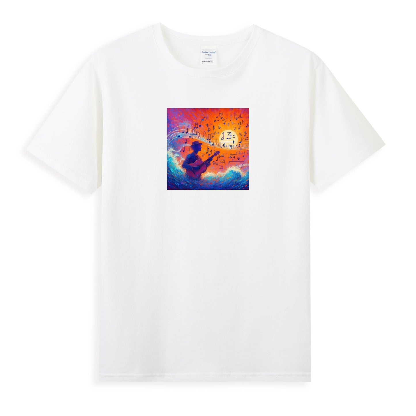 Women’s Artistic Guitarist in a Music Wave Tee