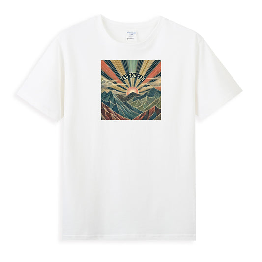 Women's Cotton Tee with Empowering Sunrise Artwork