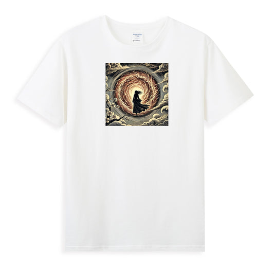 Women's Cotton T-Shirt with Mystical Swirl Artwork