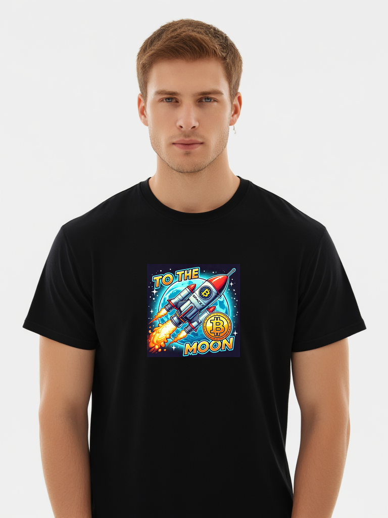 Men's Bitcoin "To The Moon" Rocket Graphic Tee