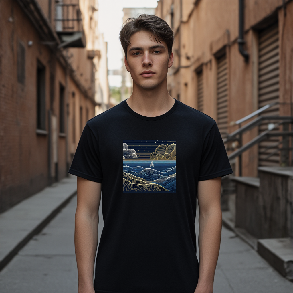 Cosmic Journey Sailboat Men's Cotton Tee 5