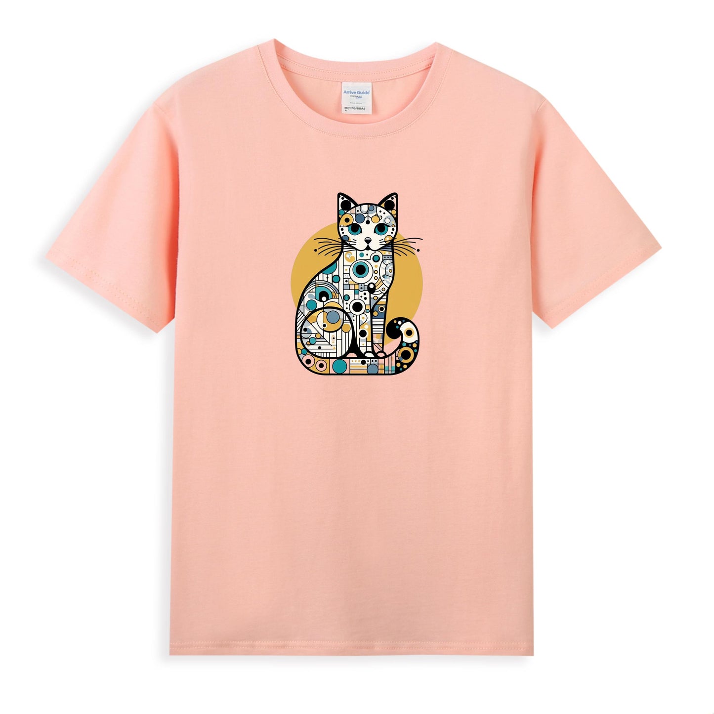 Women's 100% Cotton T-Shirt with Modern Cat Art Design