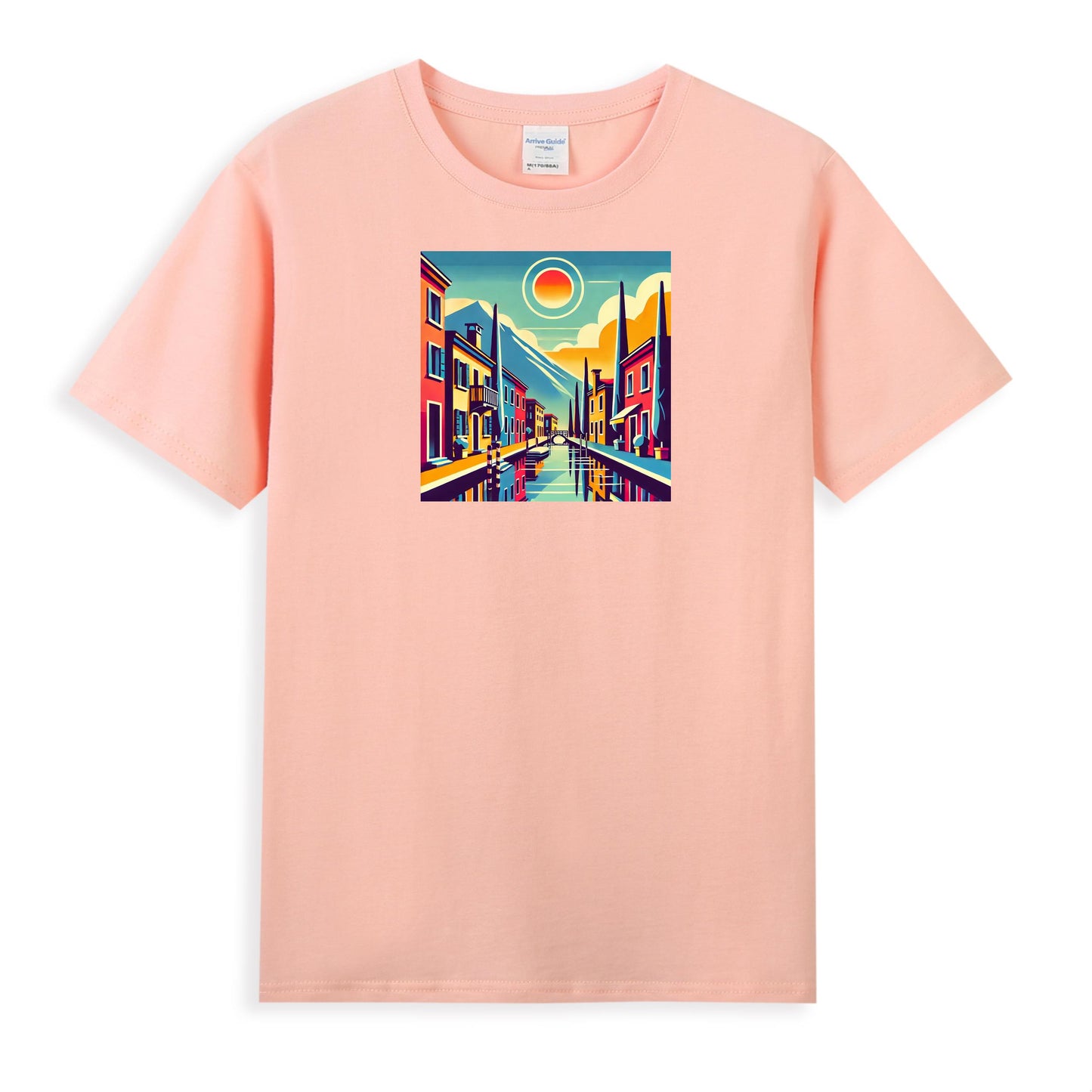 Premium Cotton Women's T-Shirt with Colorful Urban Landscape Design