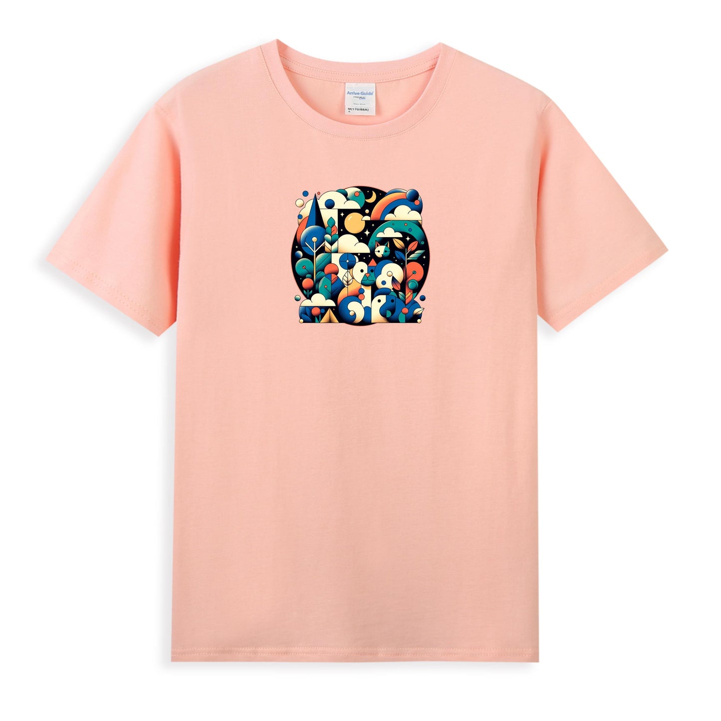 Women's Cotton T-Shirt with Vibrant Nature-Inspired Abstract Design