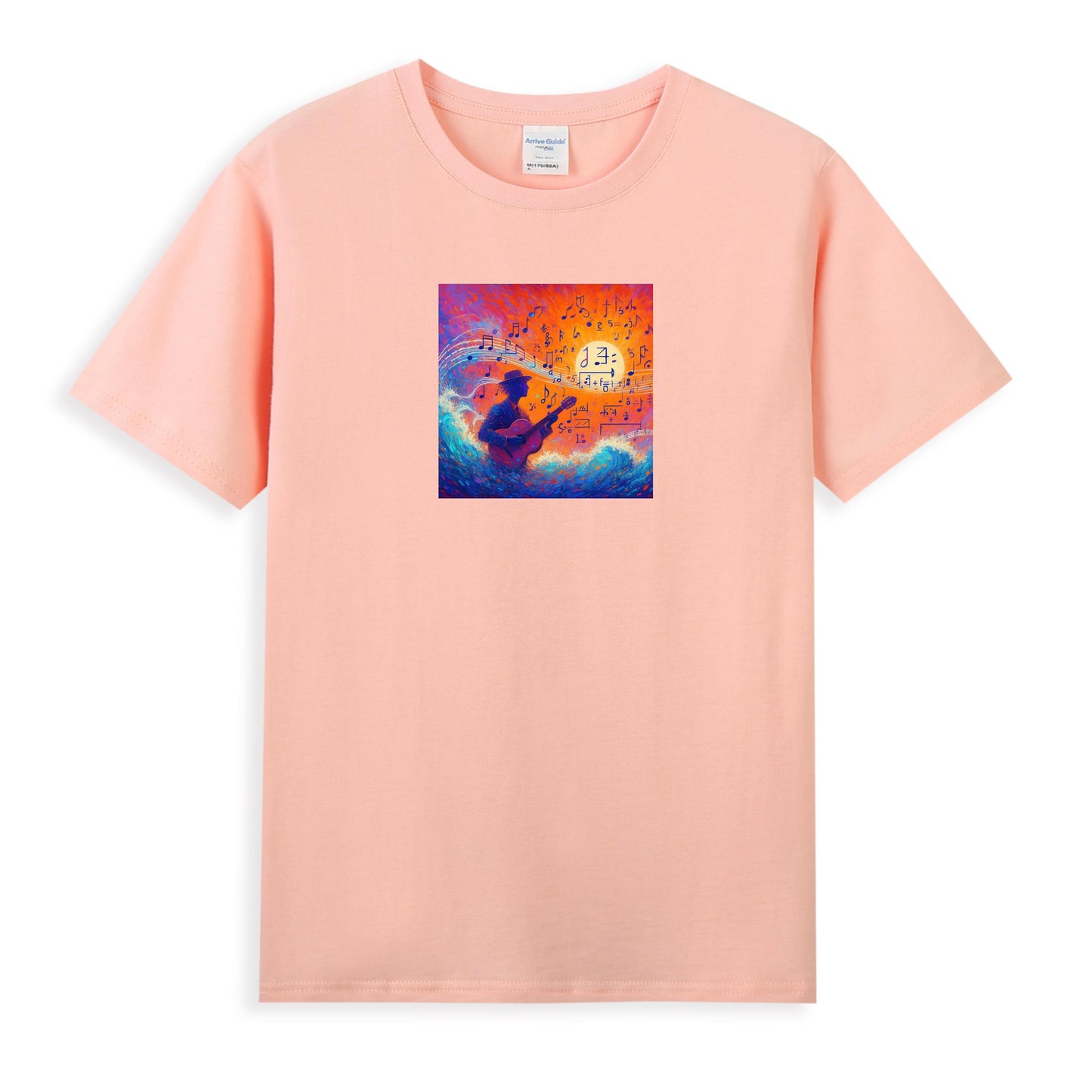 Women’s Artistic Guitarist in a Music Wave Tee