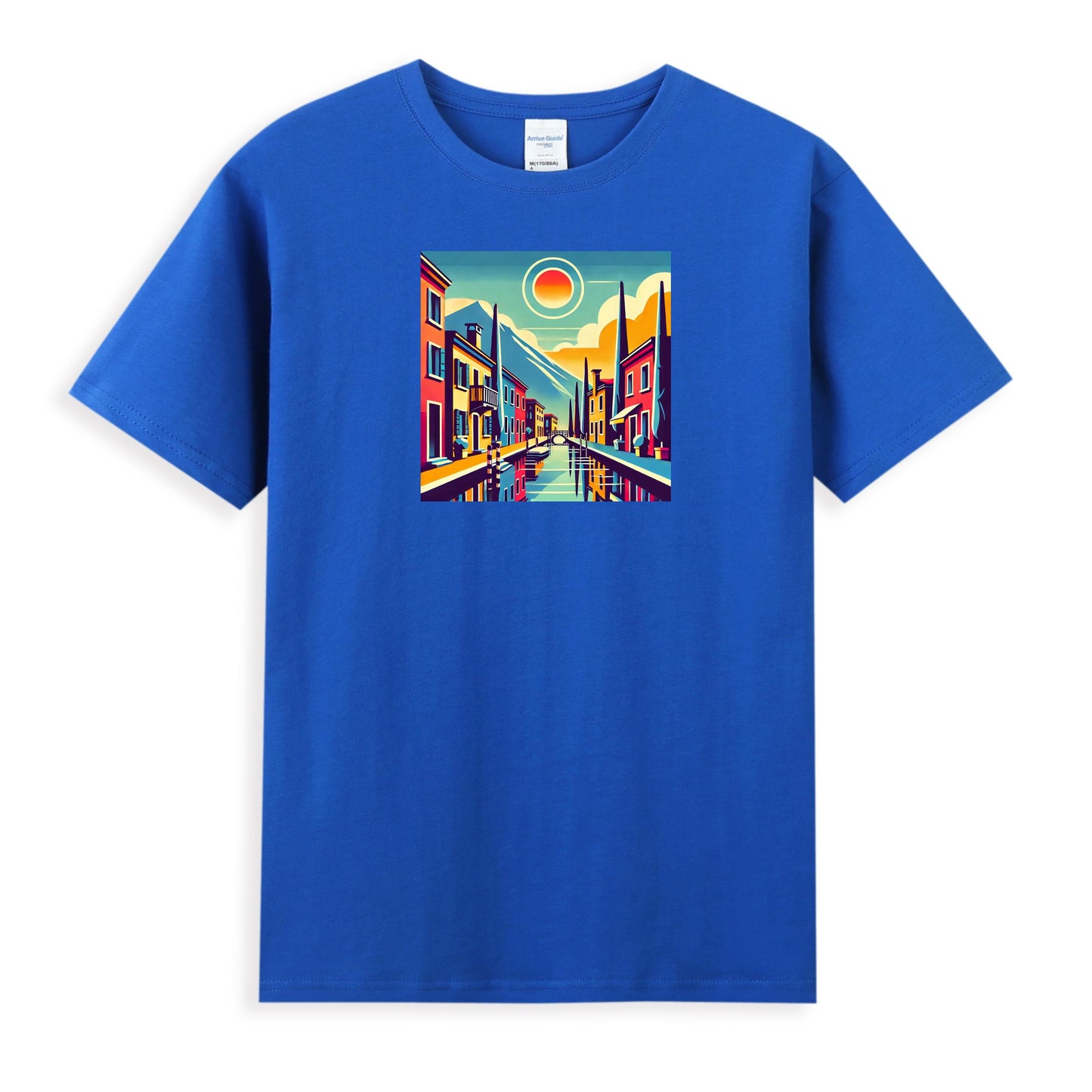 Premium Cotton Women's T-Shirt with Colorful Urban Landscape Design