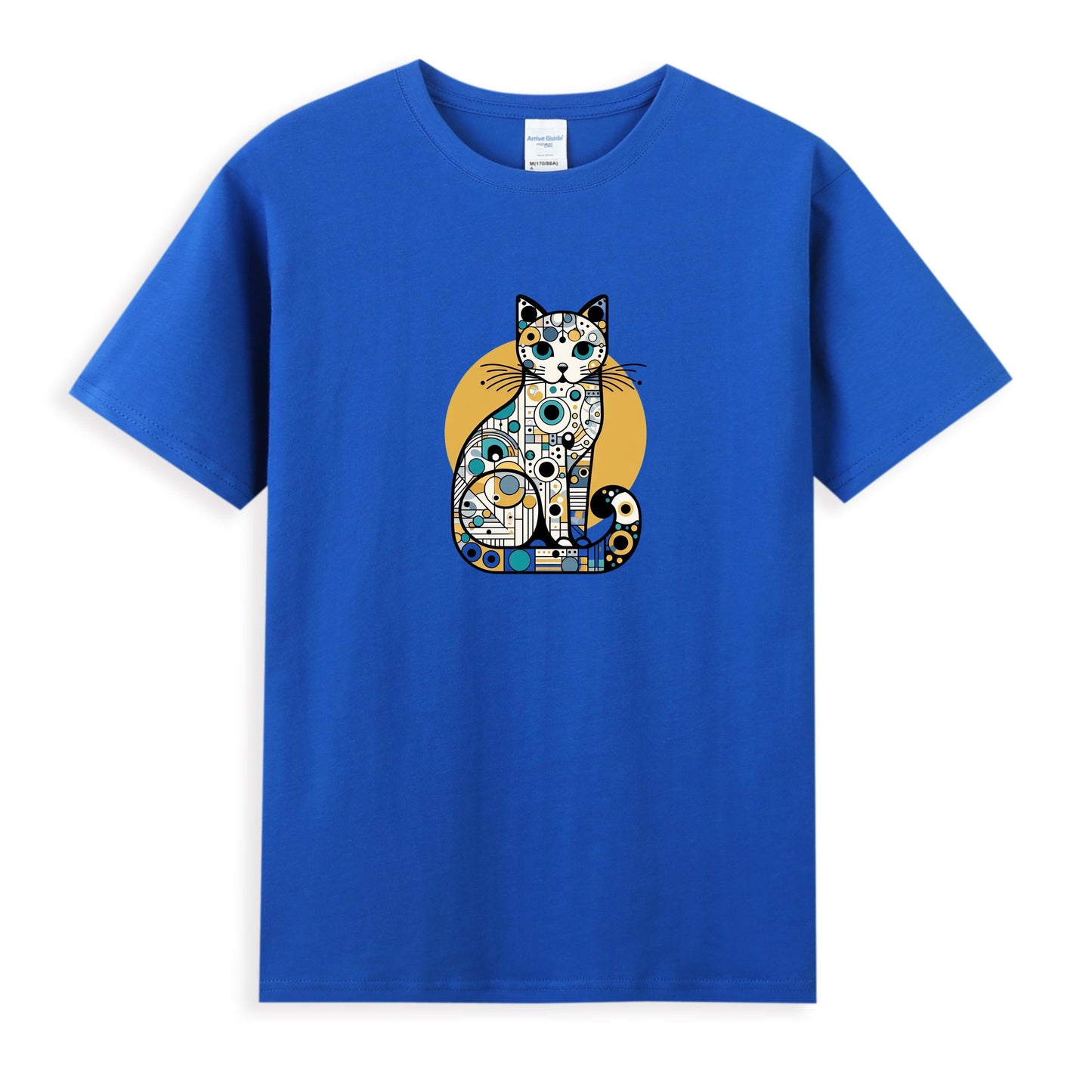 Women's 100% Cotton T-Shirt with Modern Cat Art Design