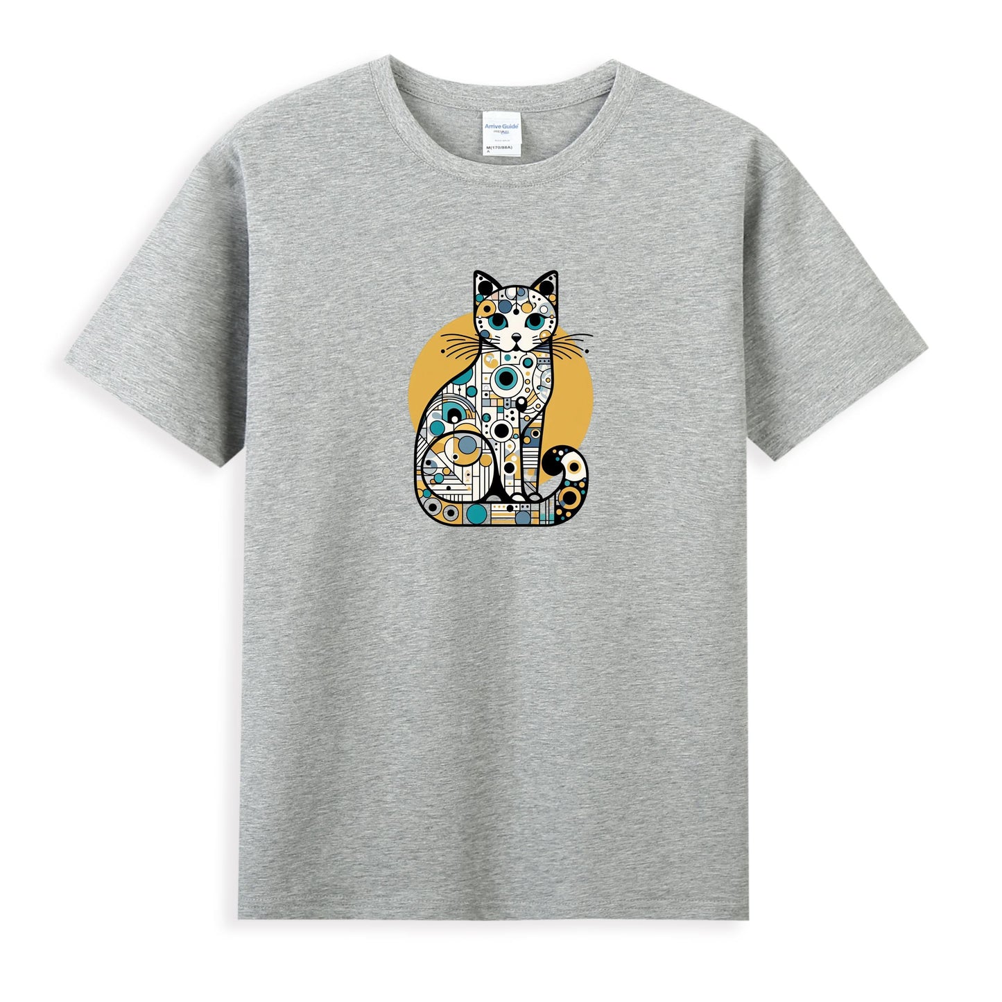 Women's 100% Cotton T-Shirt with Modern Cat Art Design