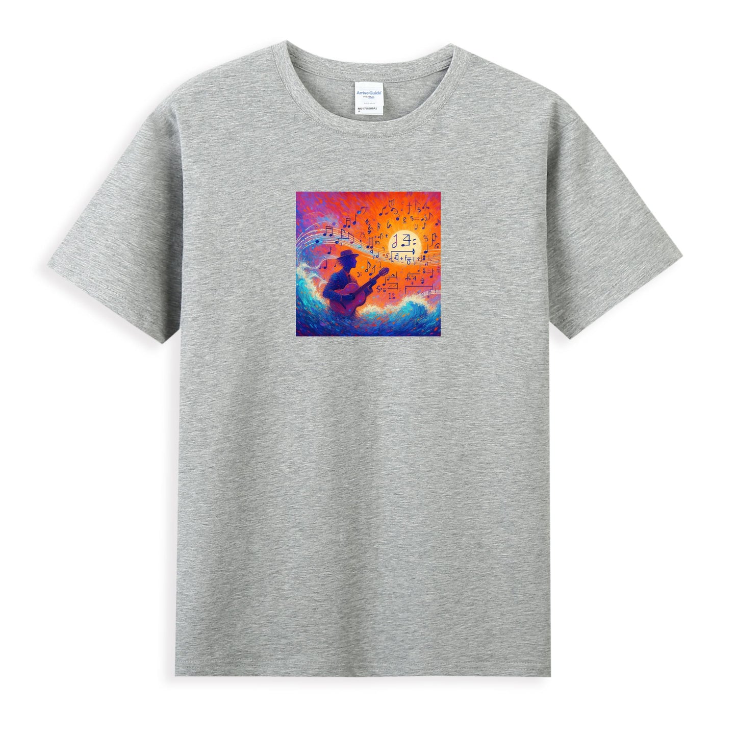 Women’s Artistic Guitarist in a Music Wave Tee