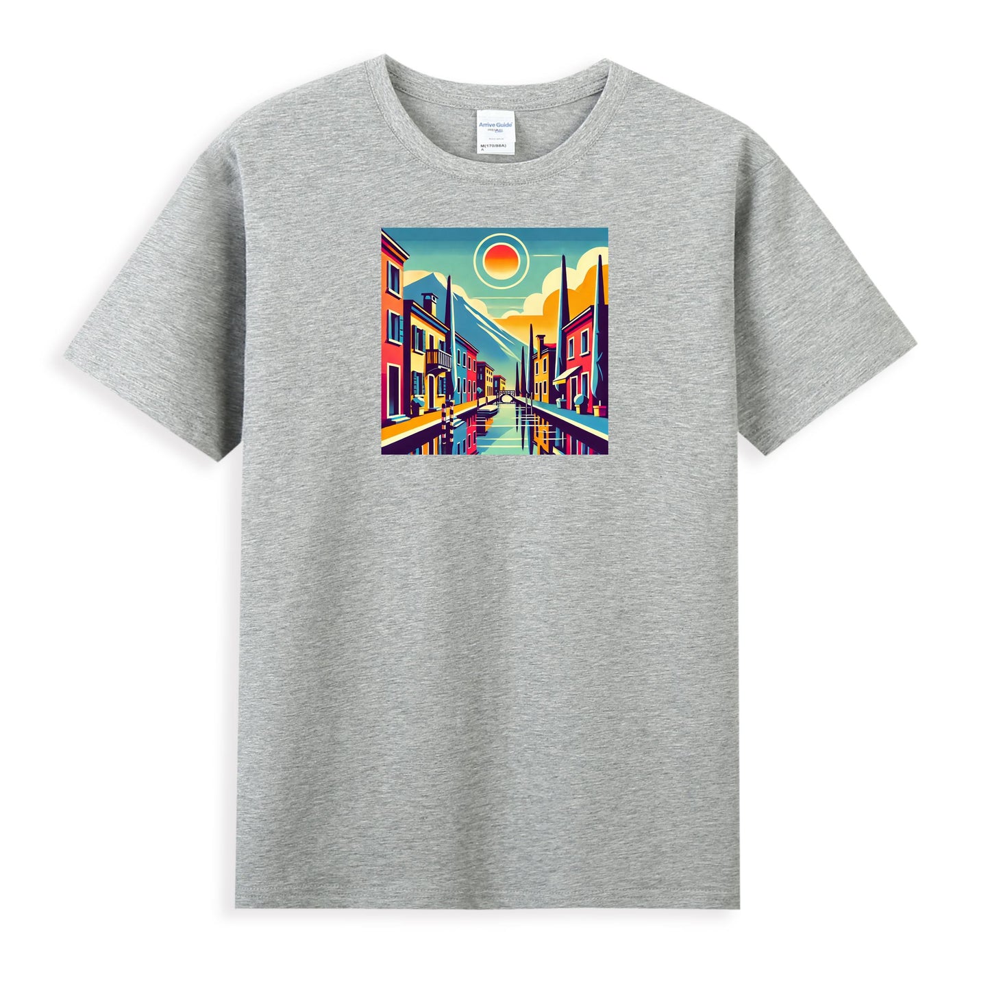 Premium Cotton Women's T-Shirt with Colorful Urban Landscape Design