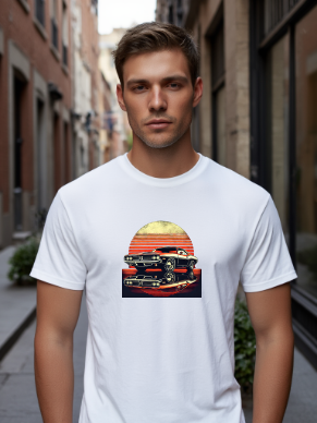 Vintage Muscle Car Graphic Tee for Men in Premium Cotton