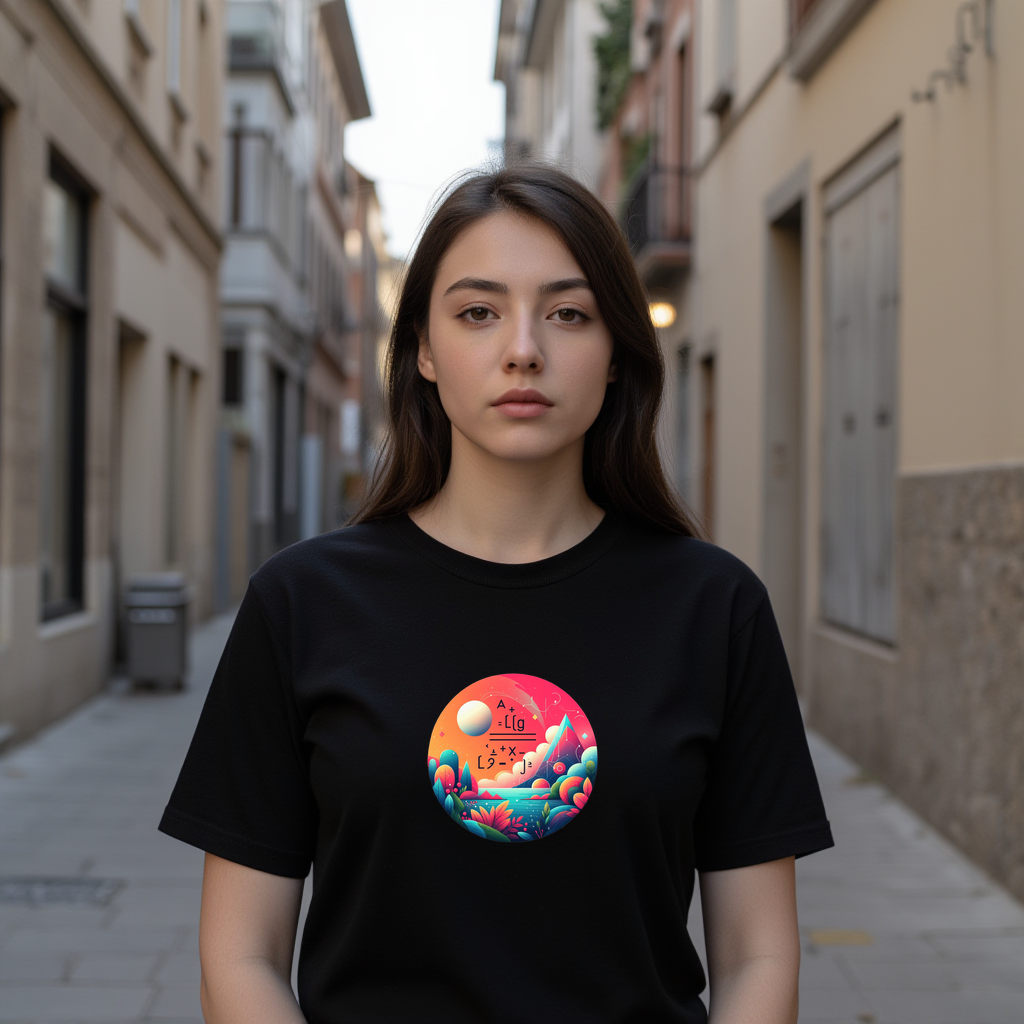 Artistic Cosmic Landscape Tee in Premium Cotton for Women