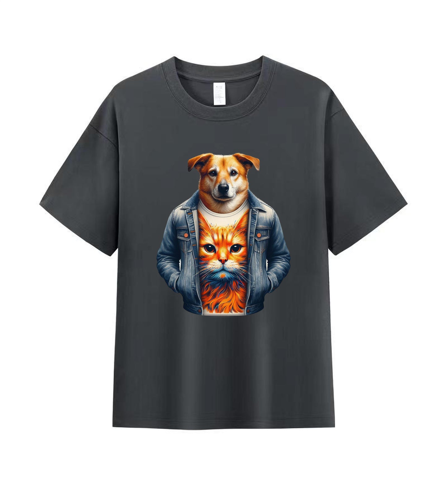 Cool Canine and Cat 3 - 100% Cotton Graphic T-Shirt