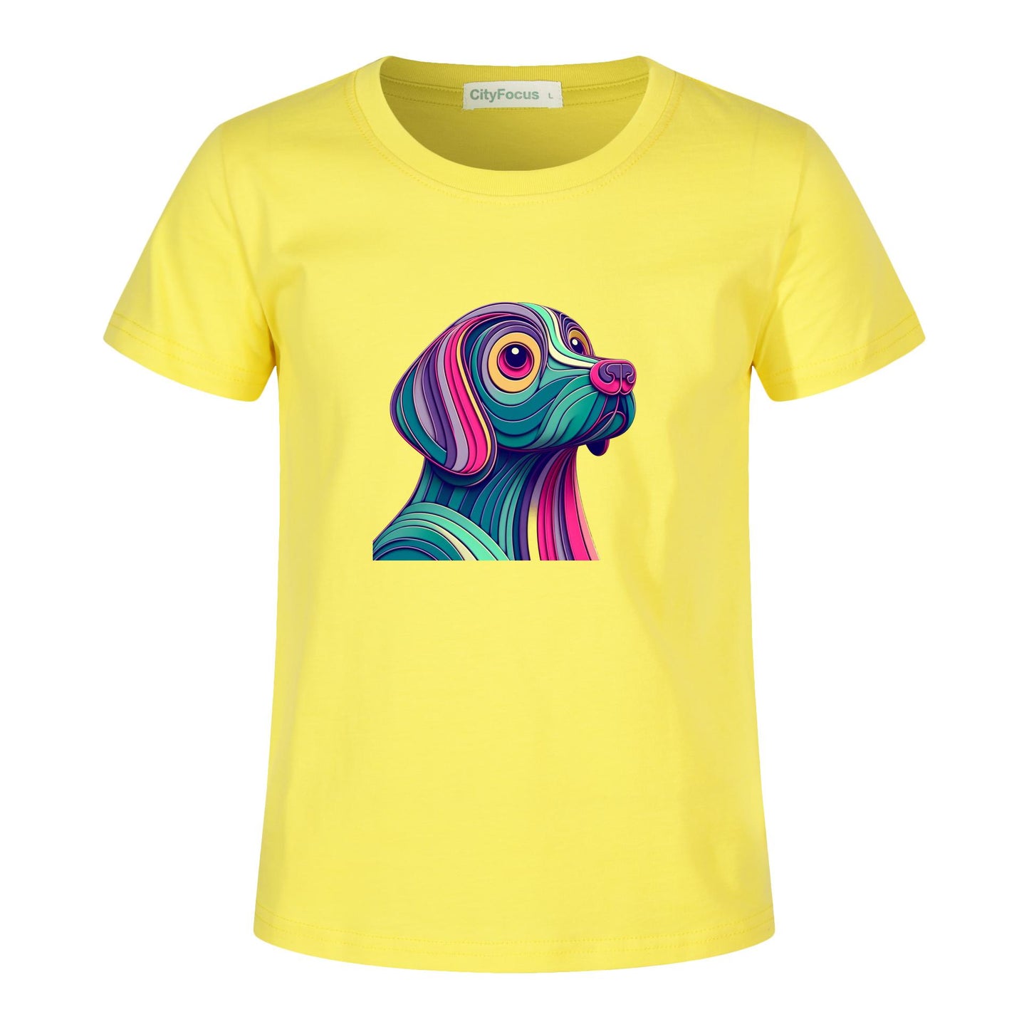 Kids' 100% Cotton Tee - Colorful and Artistic Dog Profile