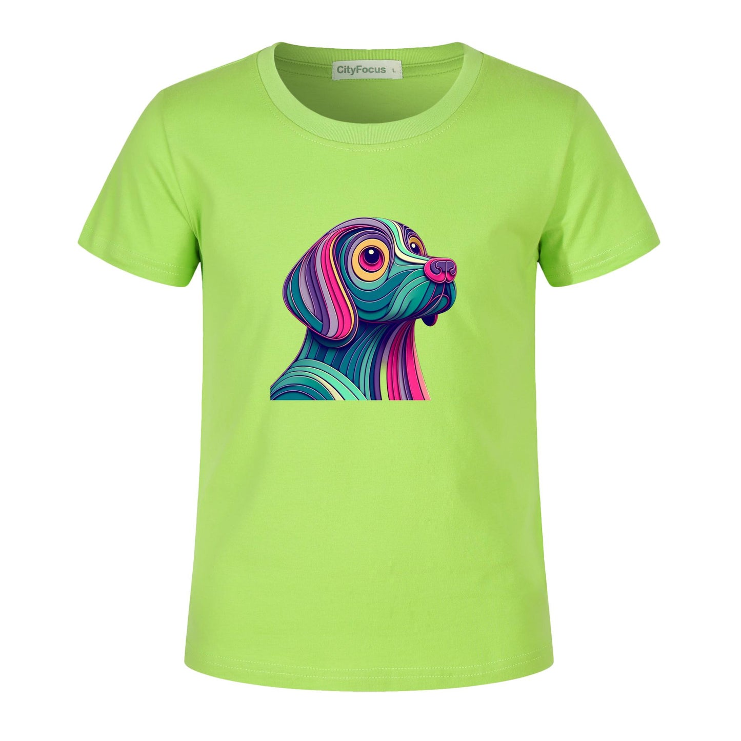 Kids' 100% Cotton Tee - Colorful and Artistic Dog Profile