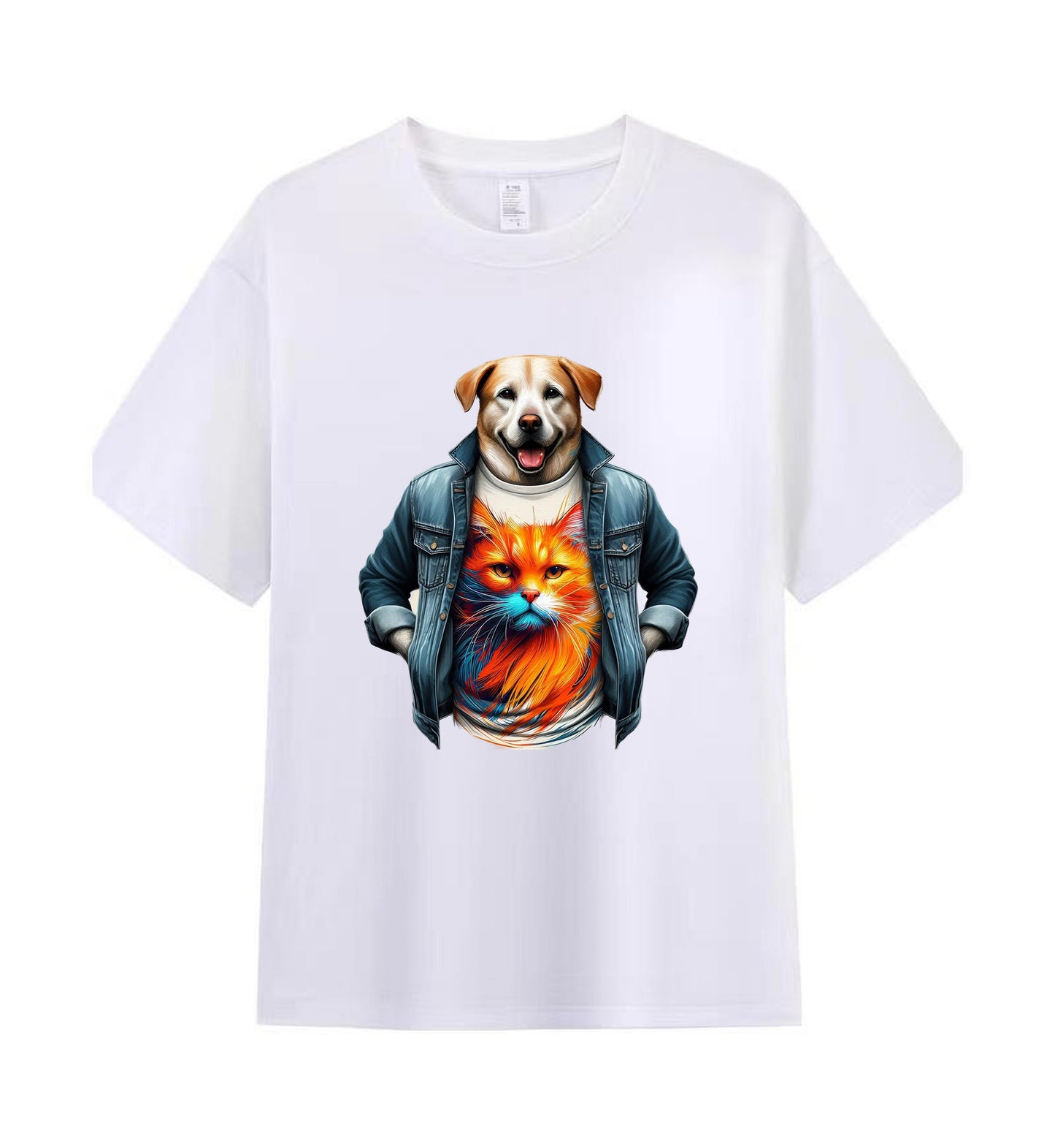 Cool Canine and Cat 2 - 100% Cotton Graphic T-Shirt