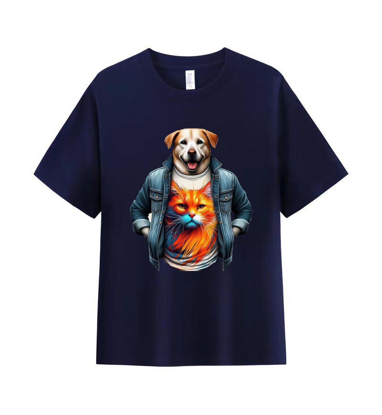 Cool Canine and Cat 2 - 100% Cotton Graphic T-Shirt