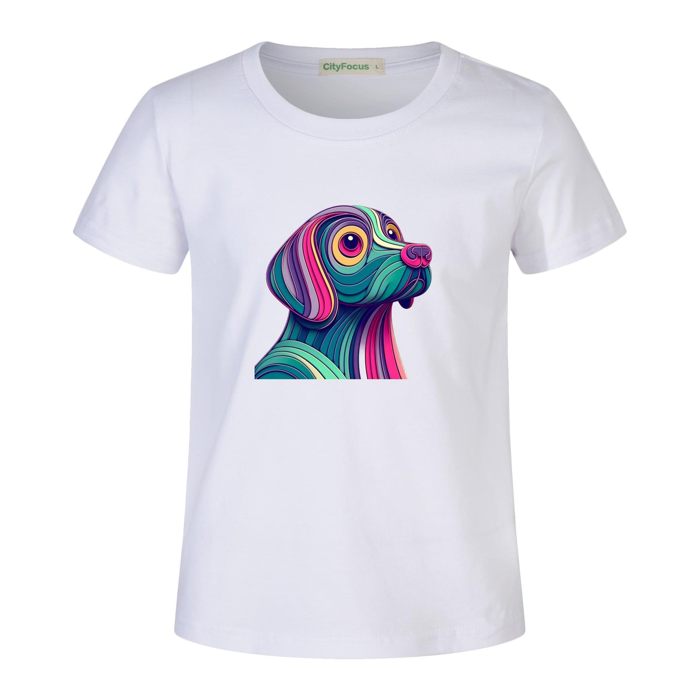 Kids' 100% Cotton Tee - Colorful and Artistic Dog Profile