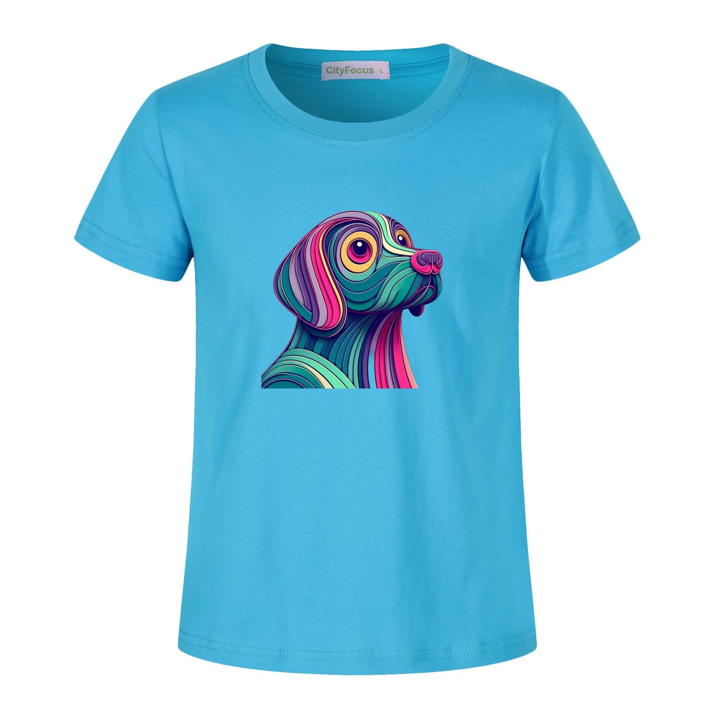 Kids' 100% Cotton Tee - Colorful and Artistic Dog Profile