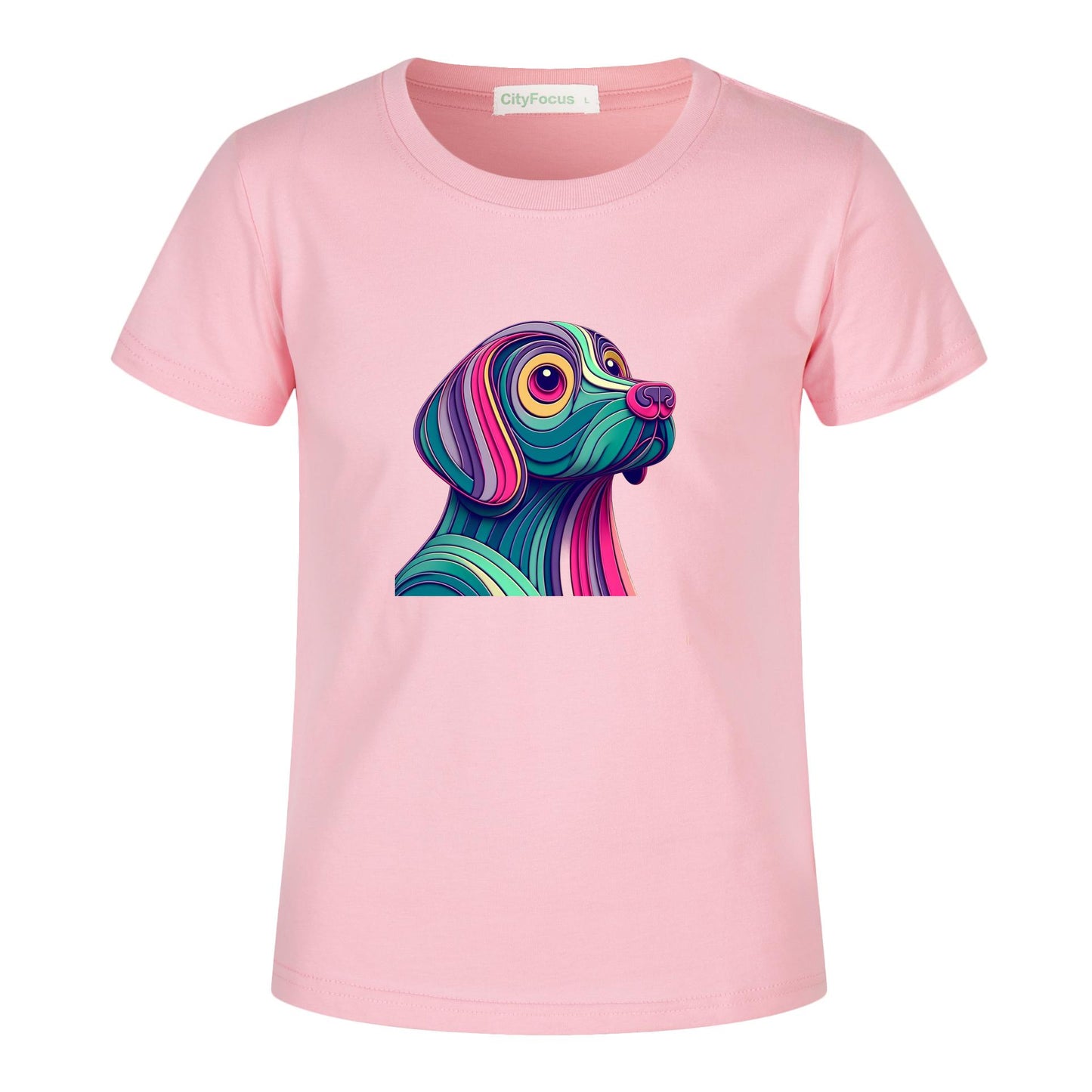 Kids' 100% Cotton Tee - Colorful and Artistic Dog Profile