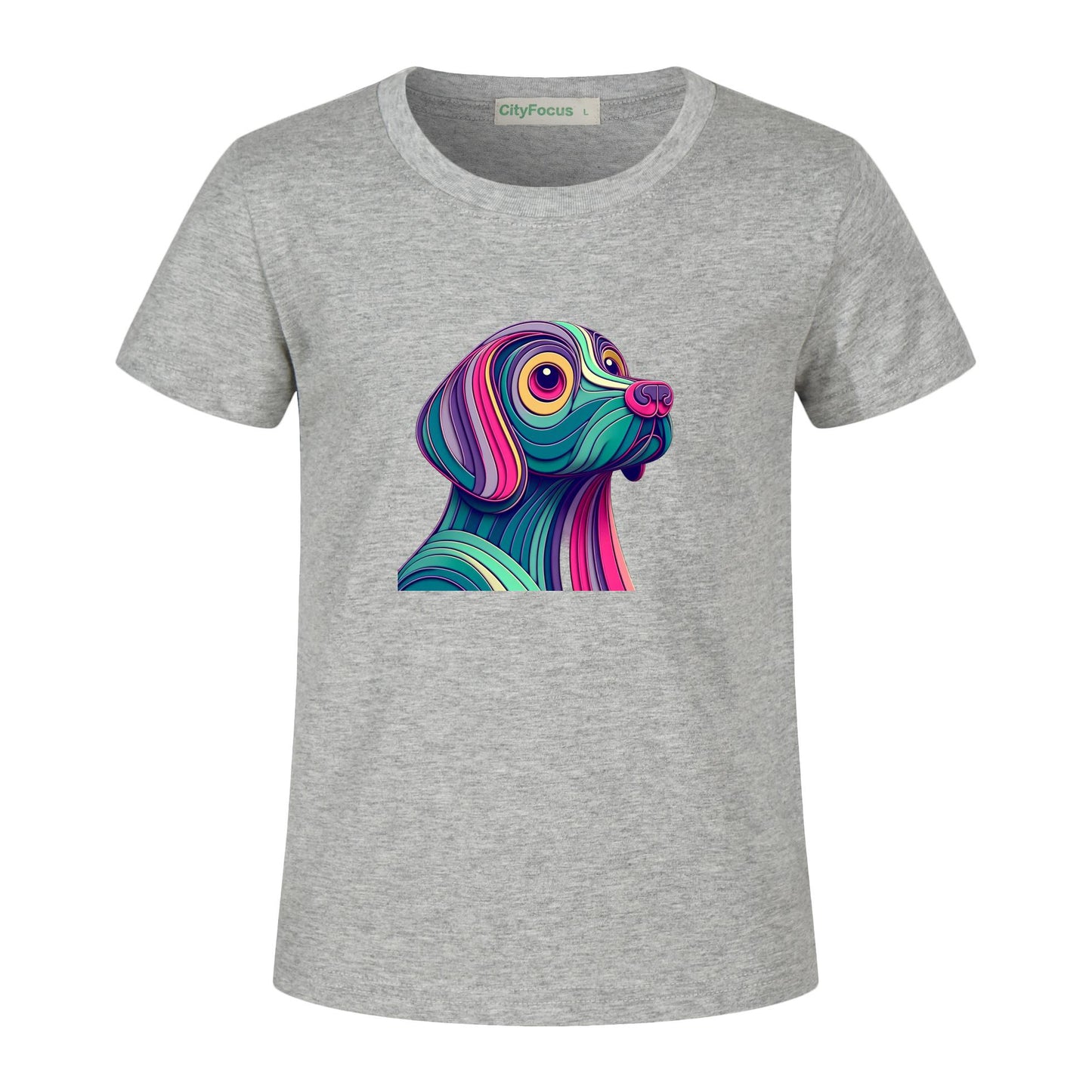 Kids' 100% Cotton Tee - Colorful and Artistic Dog Profile