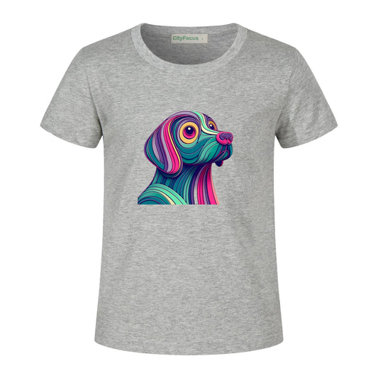 Kids' 100% Cotton Tee - Colorful and Artistic Dog Profile