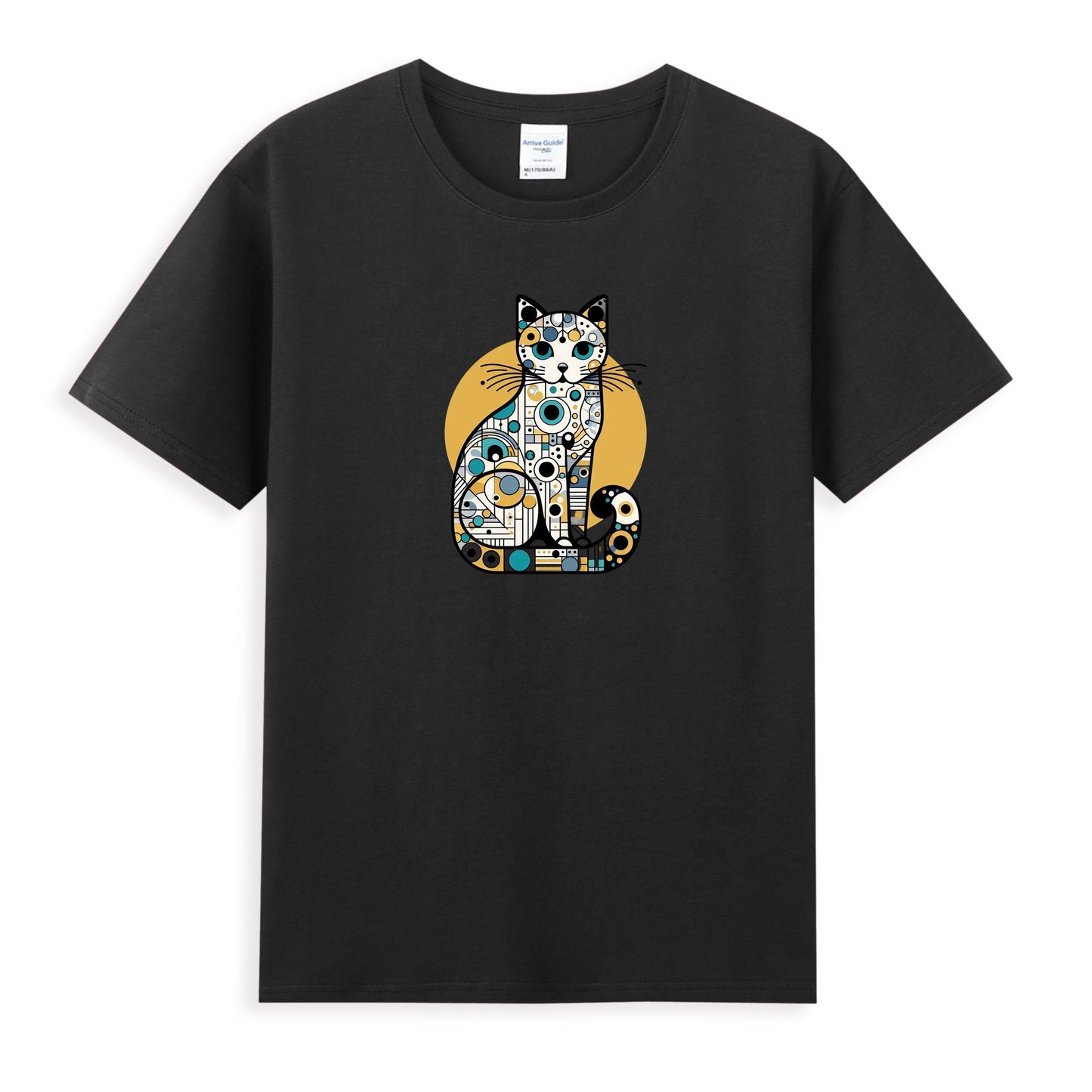 Women's 100% Cotton T-Shirt with Modern Cat Art Design