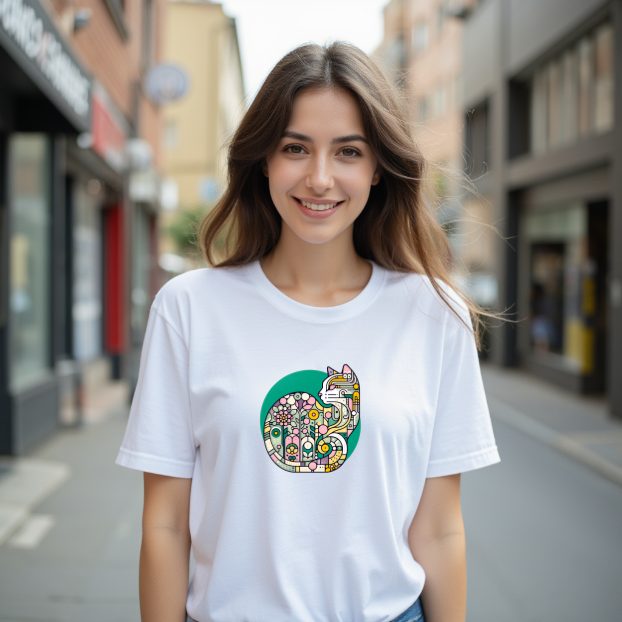 Intricate Cat Art Tee - Celebrate the Beauty of Detail