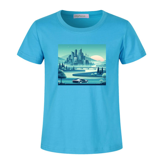 100% cotton Boys' Futuristic Cityscape Graphic Tee 2