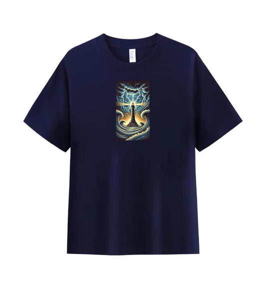 Premium Cotton Men's T-Shirt with Artistic Lighthouse Design