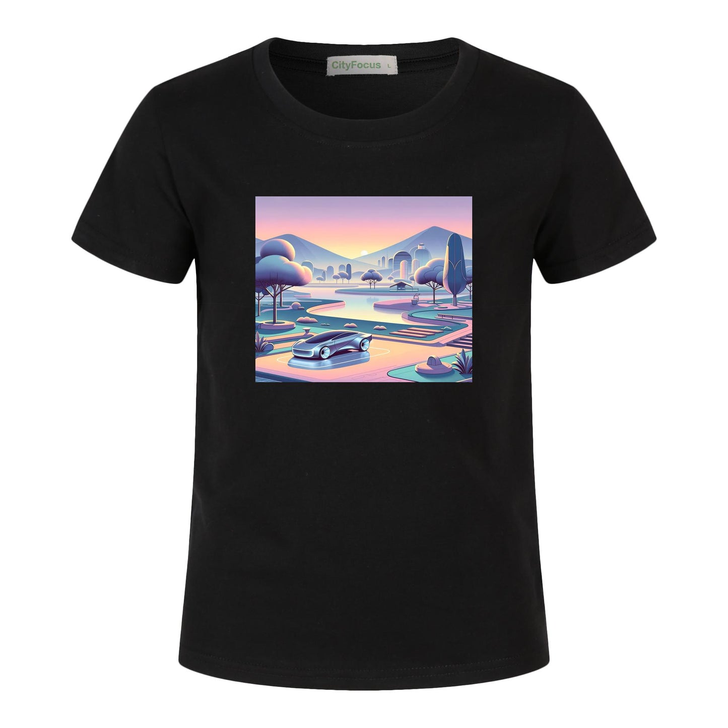 100% cotton Boys' Futuristic Cityscape Graphic Tee 16