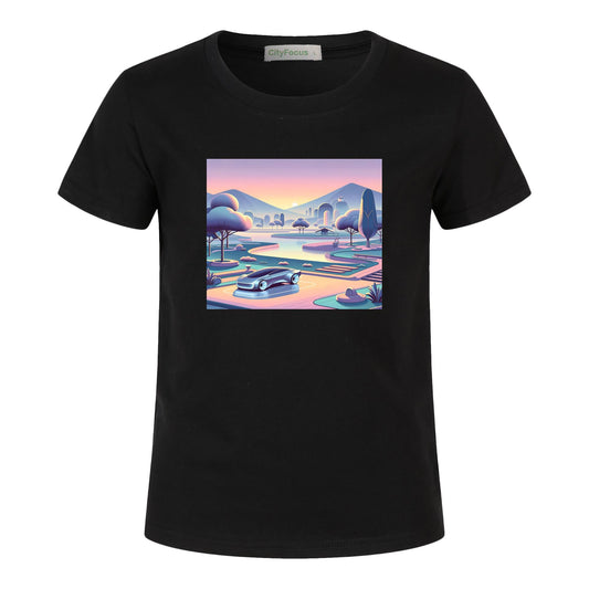 100% cotton Boys' Futuristic Cityscape Graphic Tee 16