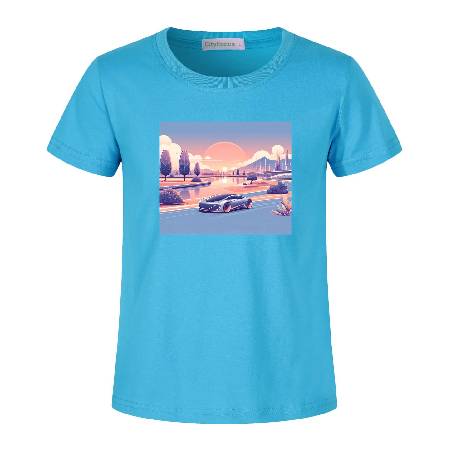 100% cotton Boys' Futuristic Cityscape Graphic Tee 14