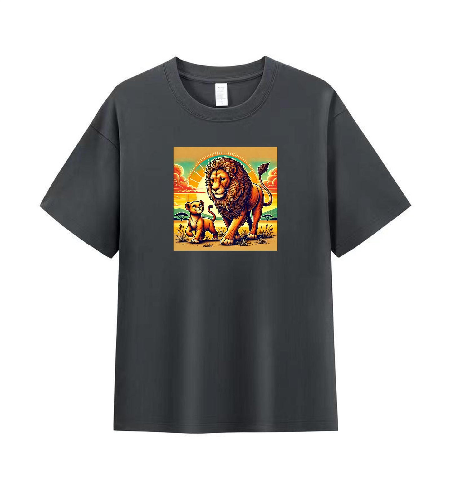 Men's Artistic Cotton T-Shirt - Lion and Cub in the Wild 6