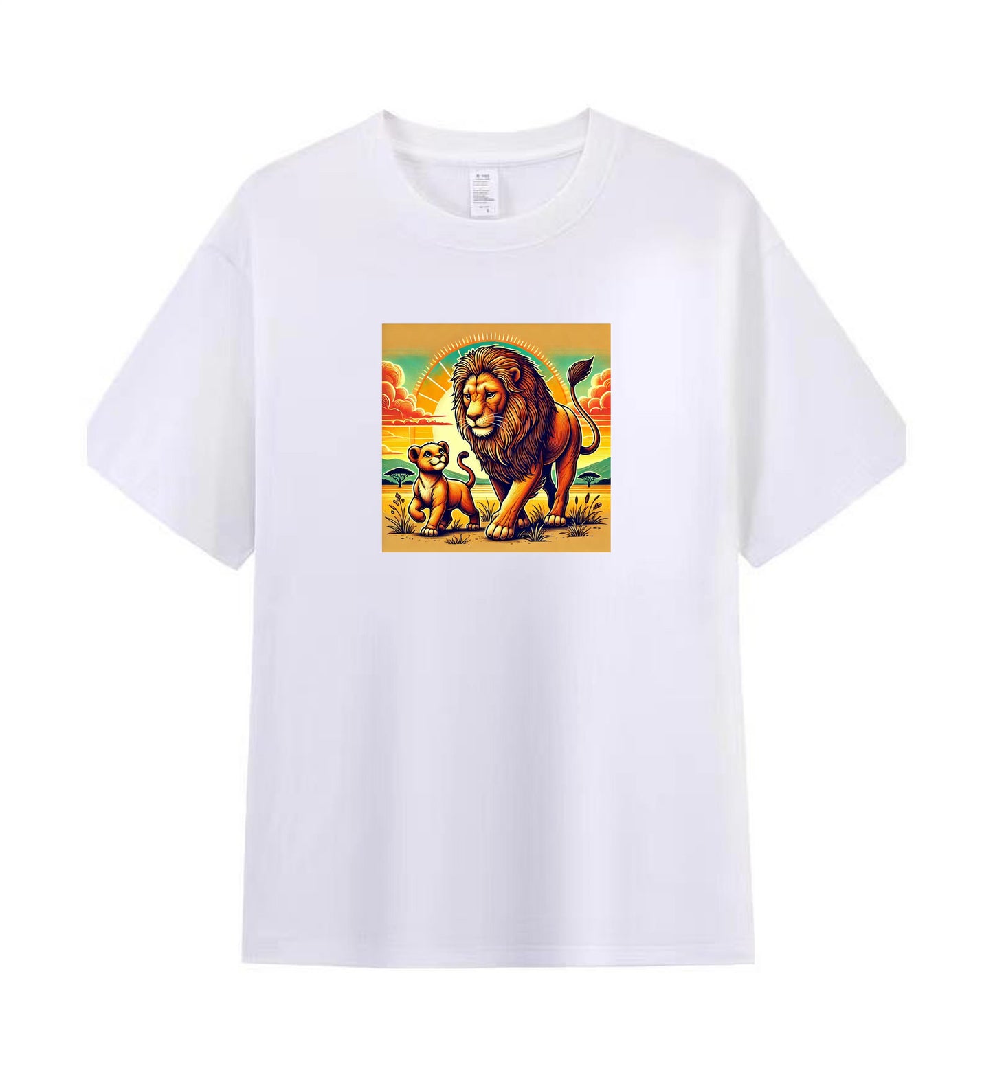 Men's Artistic Cotton T-Shirt - Lion and Cub in the Wild 6