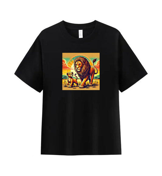 Men's Artistic Cotton T-Shirt - Lion and Cub in the Wild 6