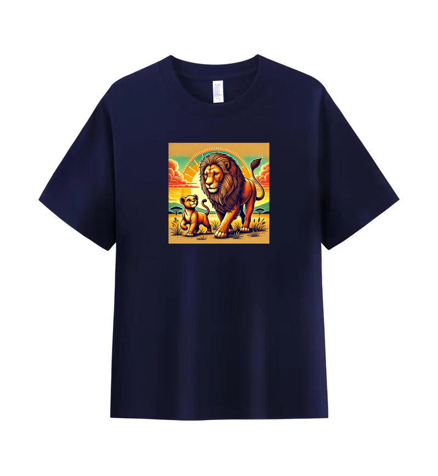 Men's Artistic Cotton T-Shirt - Lion and Cub in the Wild 6