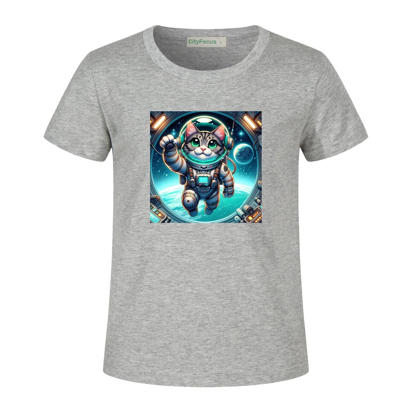 Space Explorer Cat Kids Tee 1