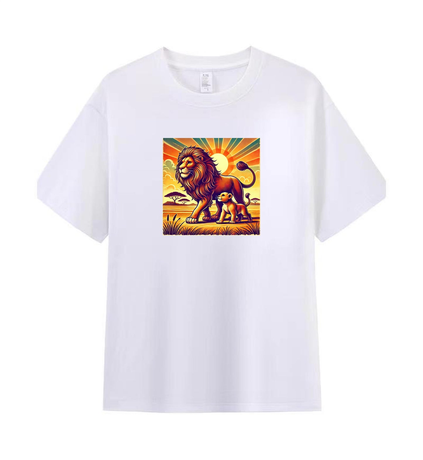 Men's Artistic Cotton T-Shirt - Lion and Cub in the Wild 2