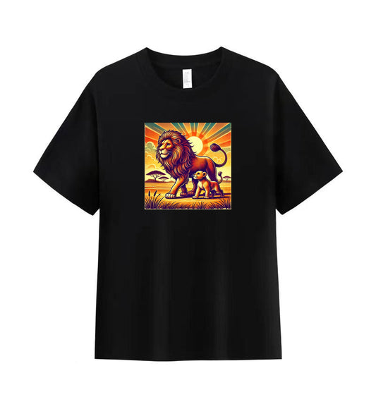 Men's Artistic Cotton T-Shirt - Lion and Cub in the Wild 2