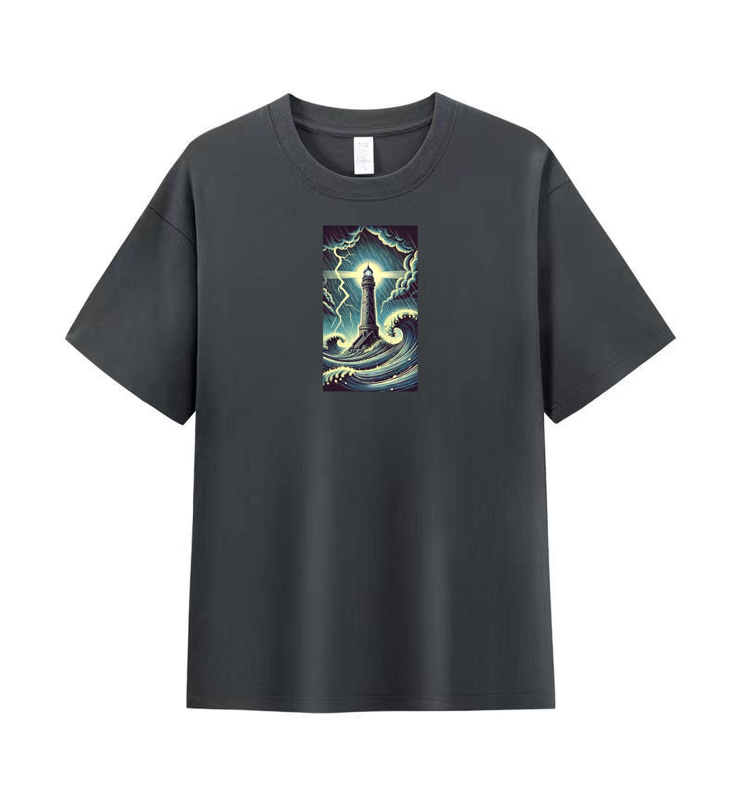 Stormy Seas Lighthouse Tee for Men in 100% Premium Cotton