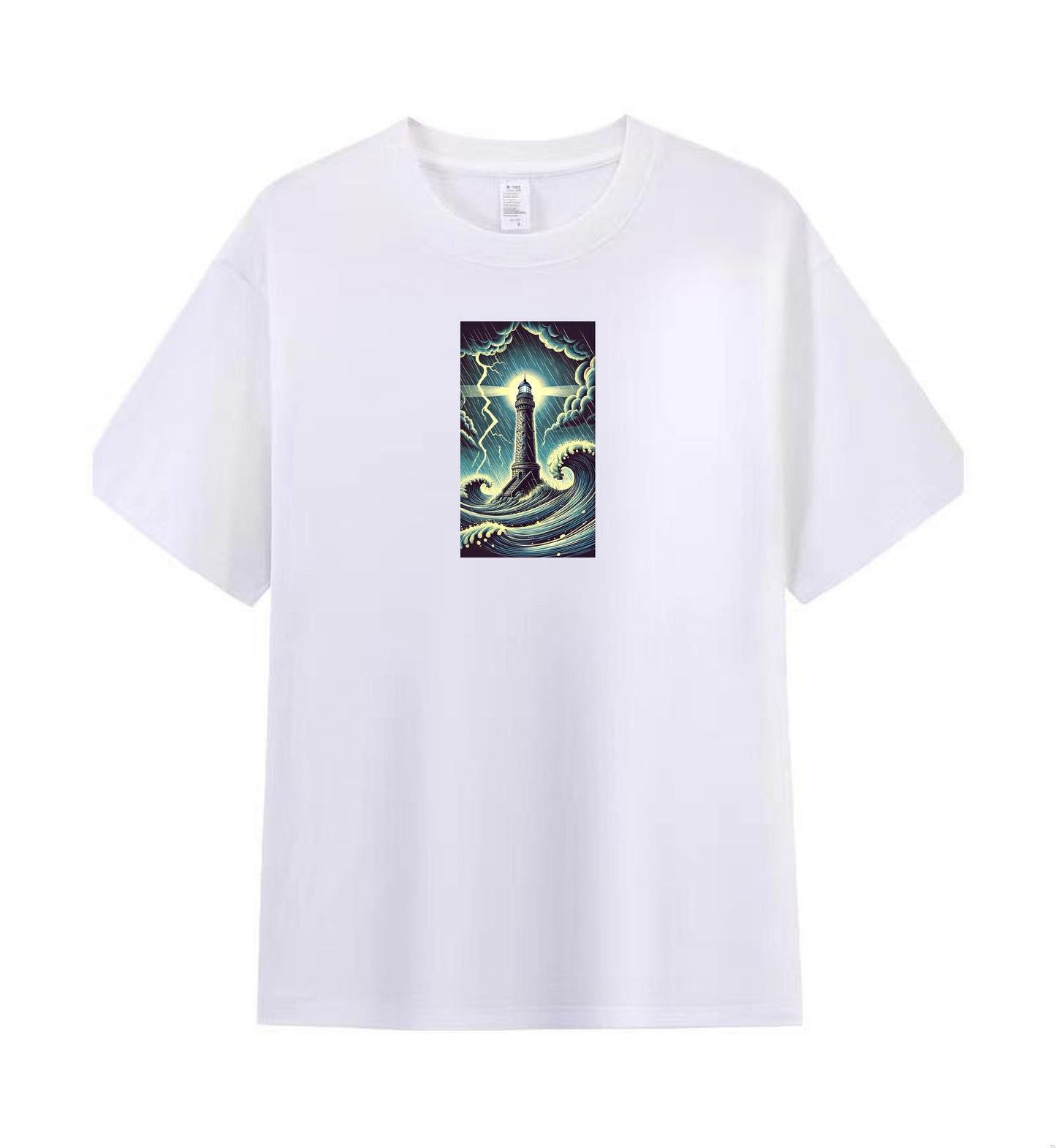 Stormy Seas Lighthouse Tee for Men in 100% Premium Cotton