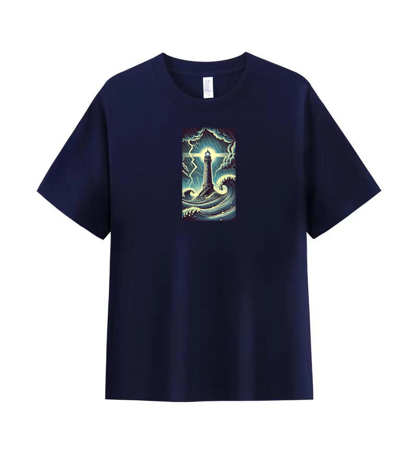 Stormy Seas Lighthouse Tee for Men in 100% Premium Cotton