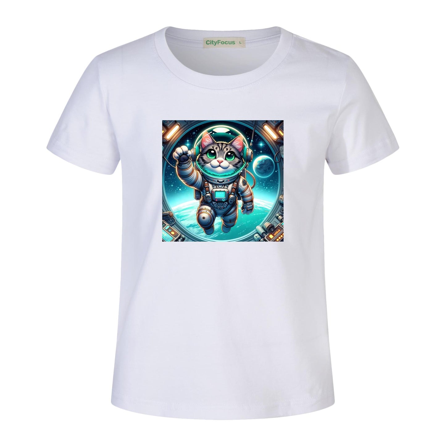 Space Explorer Cat Kids Tee 1